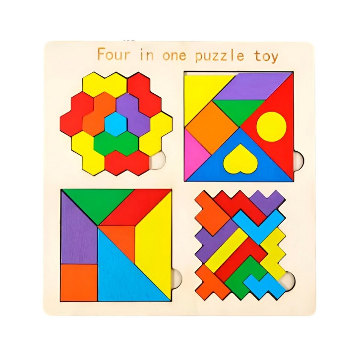 Juego Tablero Colores Encastre Figuras 4 En 1 Puzzle Niños