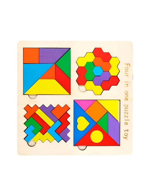 Juego Tablero Colores Encastre Figuras 4 En 1 Puzzle Niños