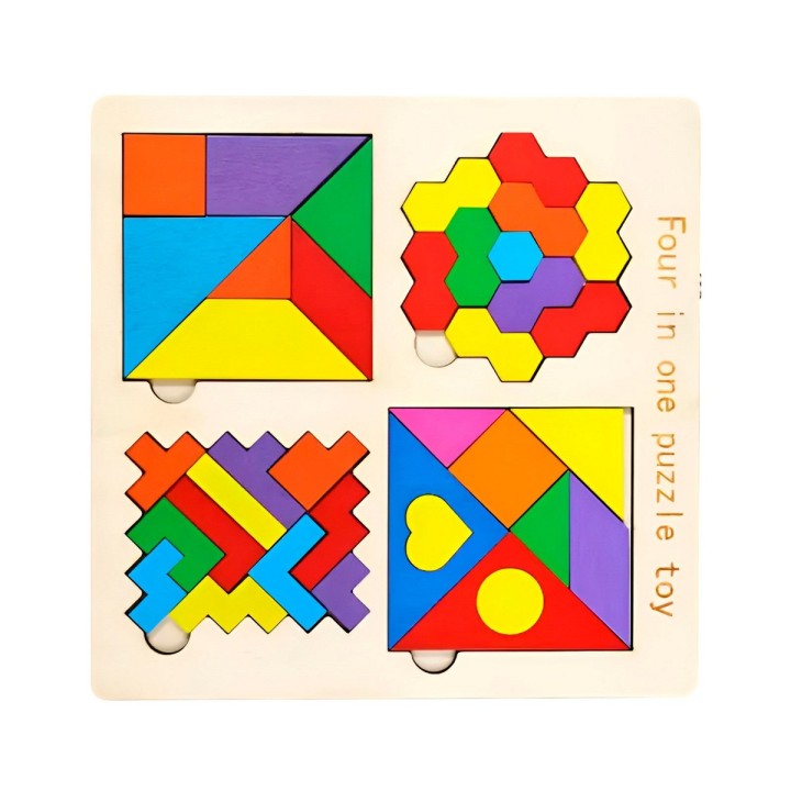 Juego Tablero Colores Encastre Figuras 4 En 1 Puzzle Niños