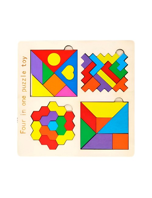 Juego Tablero Colores Encastre Figuras 4 En 1 Puzzle Niños