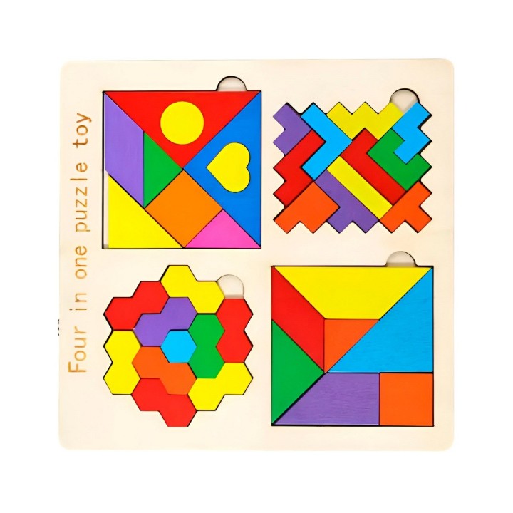 Juego Tablero Colores Encastre Figuras 4 En 1 Puzzle Niños