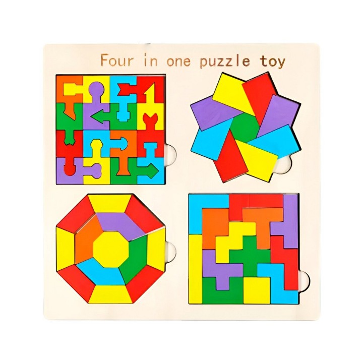 Juego Tablero Colores Encastre Figuras 4 En 1 Puzzle Niños