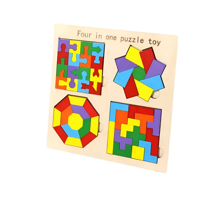 Juego Tablero Colores Encastre Figuras 4 En 1 Puzzle Niños