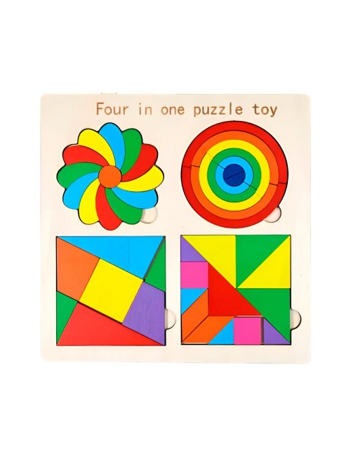 Juego Tablero Colores Encastre Figuras 4 En 1 Puzzle Niños