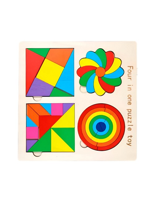 Juego Tablero Colores Encastre Figuras 4 En 1 Puzzle Niños