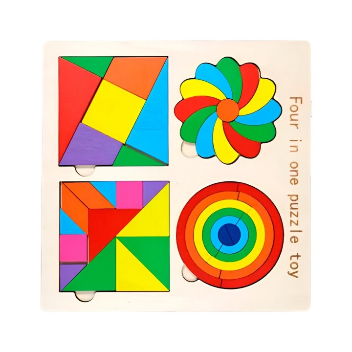Juego Tablero Colores Encastre Figuras 4 En 1 Puzzle Niños