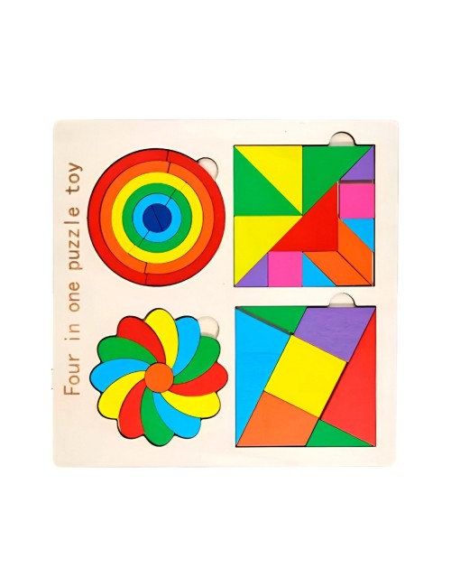 Juego Tablero Colores Encastre Figuras 4 En 1 Puzzle Niños