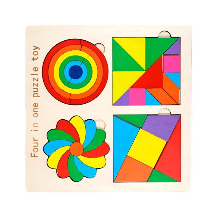 Juego Tablero Colores Encastre Figuras 4 En 1 Puzzle Niños