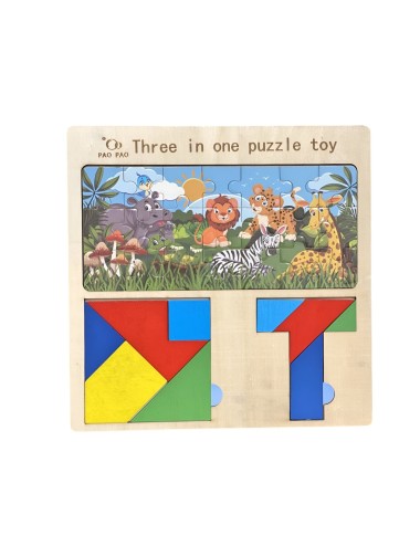 Juego Tablero Rompecabes Encastre Figuras 3 En 1 Puzzle