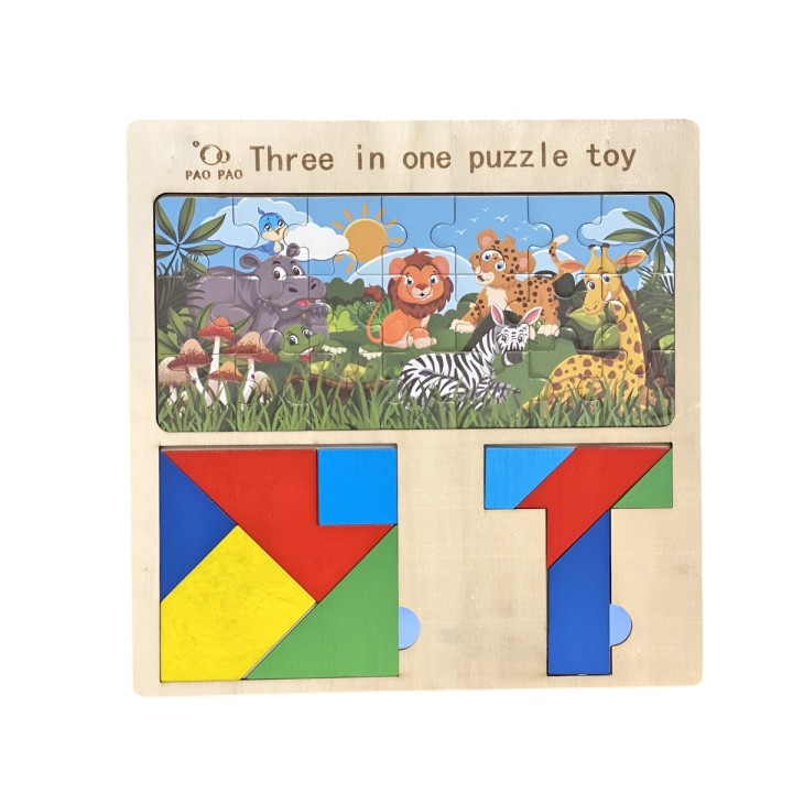Juego Tablero Rompecabes Encastre Figuras 3 En 1 Puzzle
