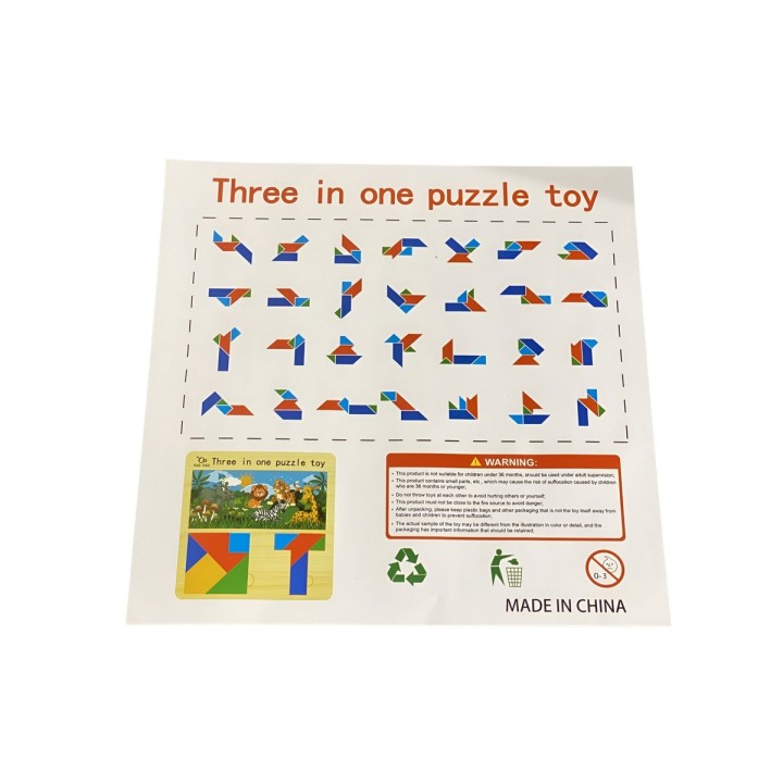 Juego Tablero Rompecabes Encastre Figuras 3 En 1 Puzzle