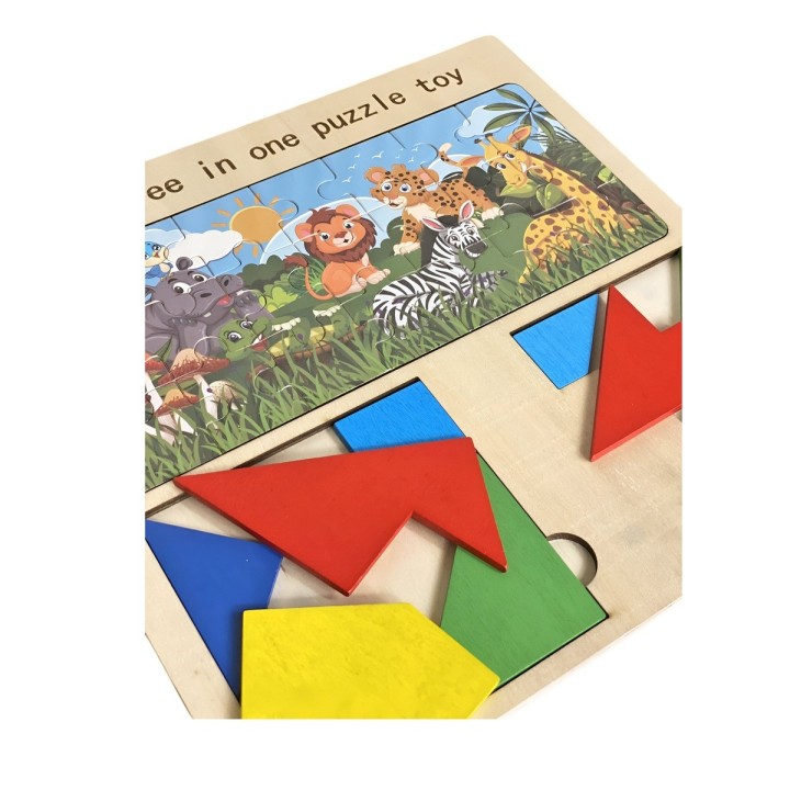 Juego Tablero Rompecabes Encastre Figuras 3 En 1 Puzzle