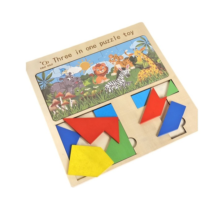Juego Tablero Rompecabes Encastre Figuras 3 En 1 Puzzle