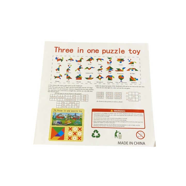Juego Tablero Rompecabes Encastre Figuras 3 En 1 Puzzle