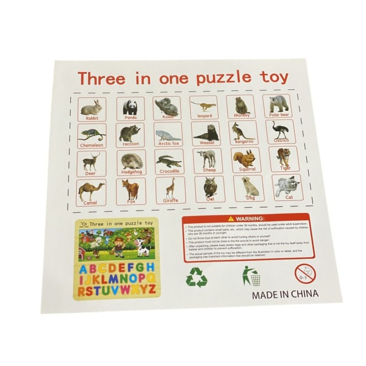 Juego Tablero Rompecabes Encastre Figuras 3 En 1 Puzzle