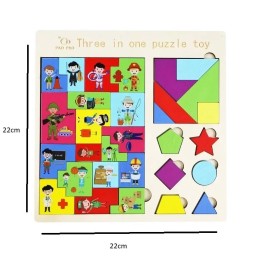 Juego Rompecabes Tablero Encastre Figuras 3 En 1 Puzzle Niño
