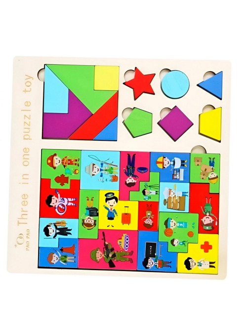 Juego Rompecabes Tablero Encastre Figuras 3 En 1 Puzzle Niño