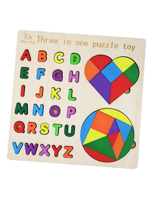 Juego Rompecabes Tablero Encastre Figuras 3 En 1 Puzzle Niño