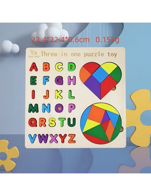 Juego Rompecabes Tablero Encastre Figuras 3 En 1 Puzzle Niño