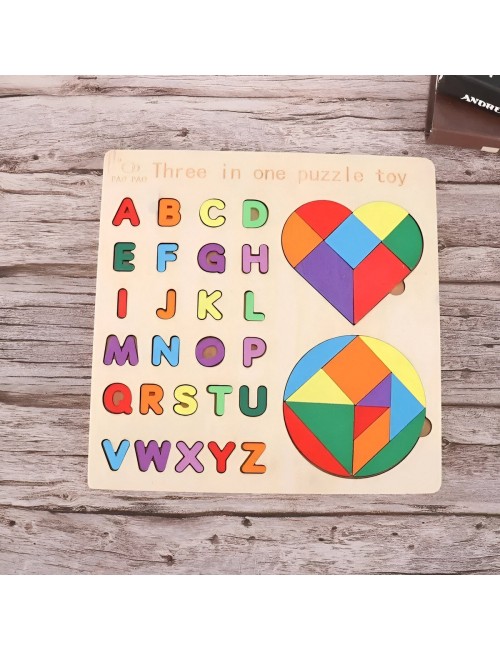 Juego Rompecabes Tablero Encastre Figuras 3 En 1 Puzzle Niño