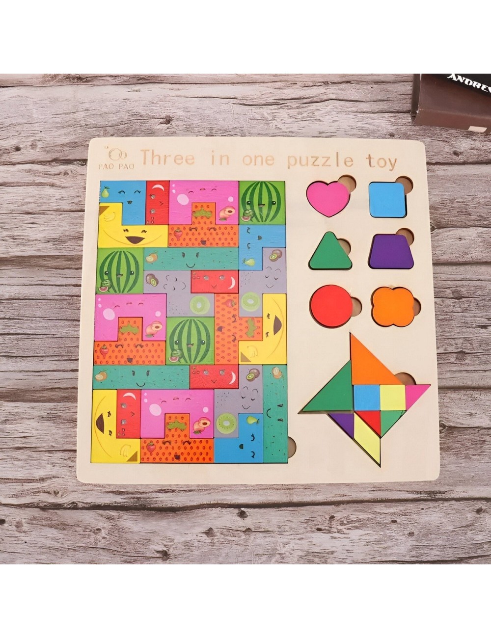 Juego Rompecabes Tablero Encastre Figuras 3 En 1 Puzzle Niño