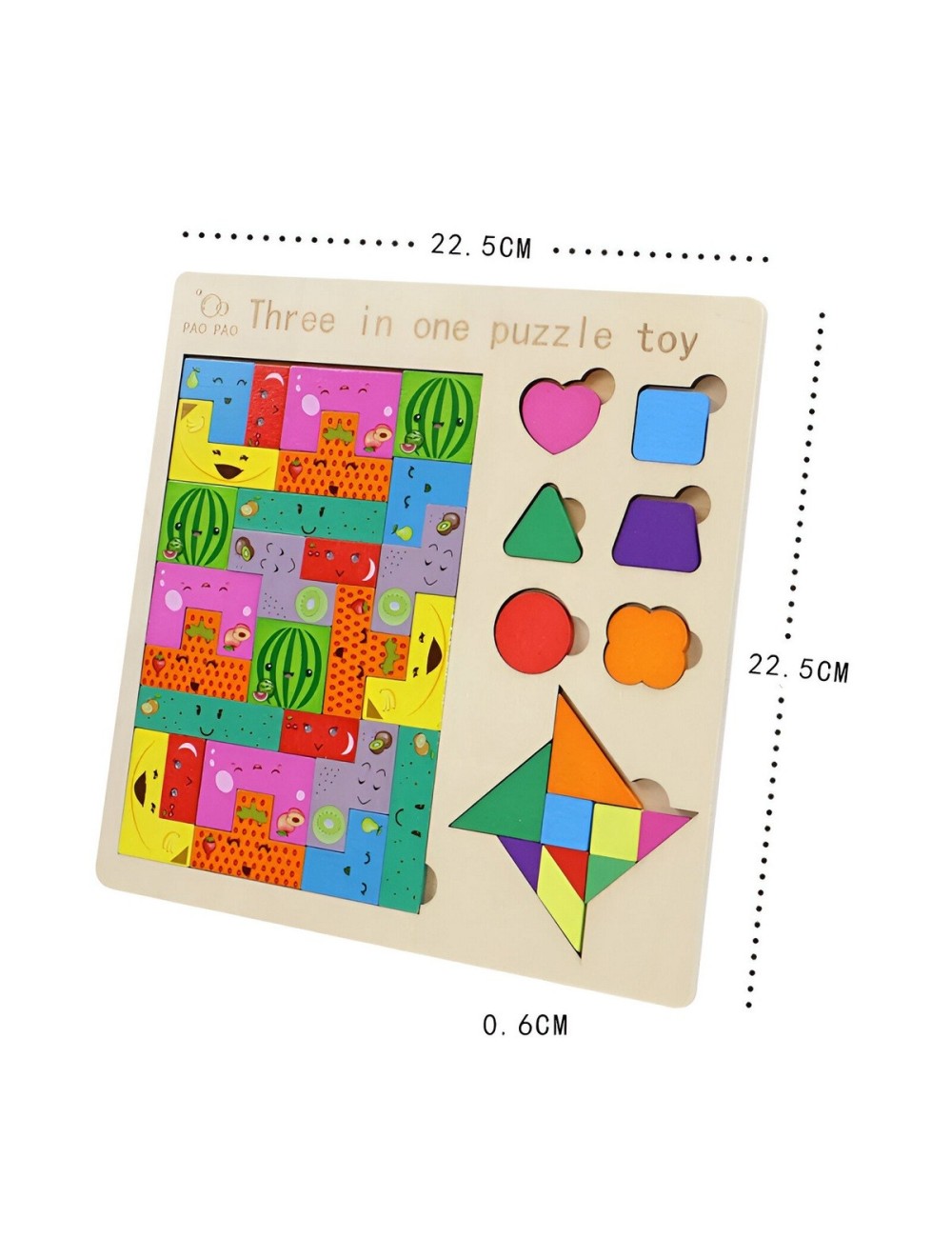 Juego Rompecabes Tablero Encastre Figuras 3 En 1 Puzzle Niño