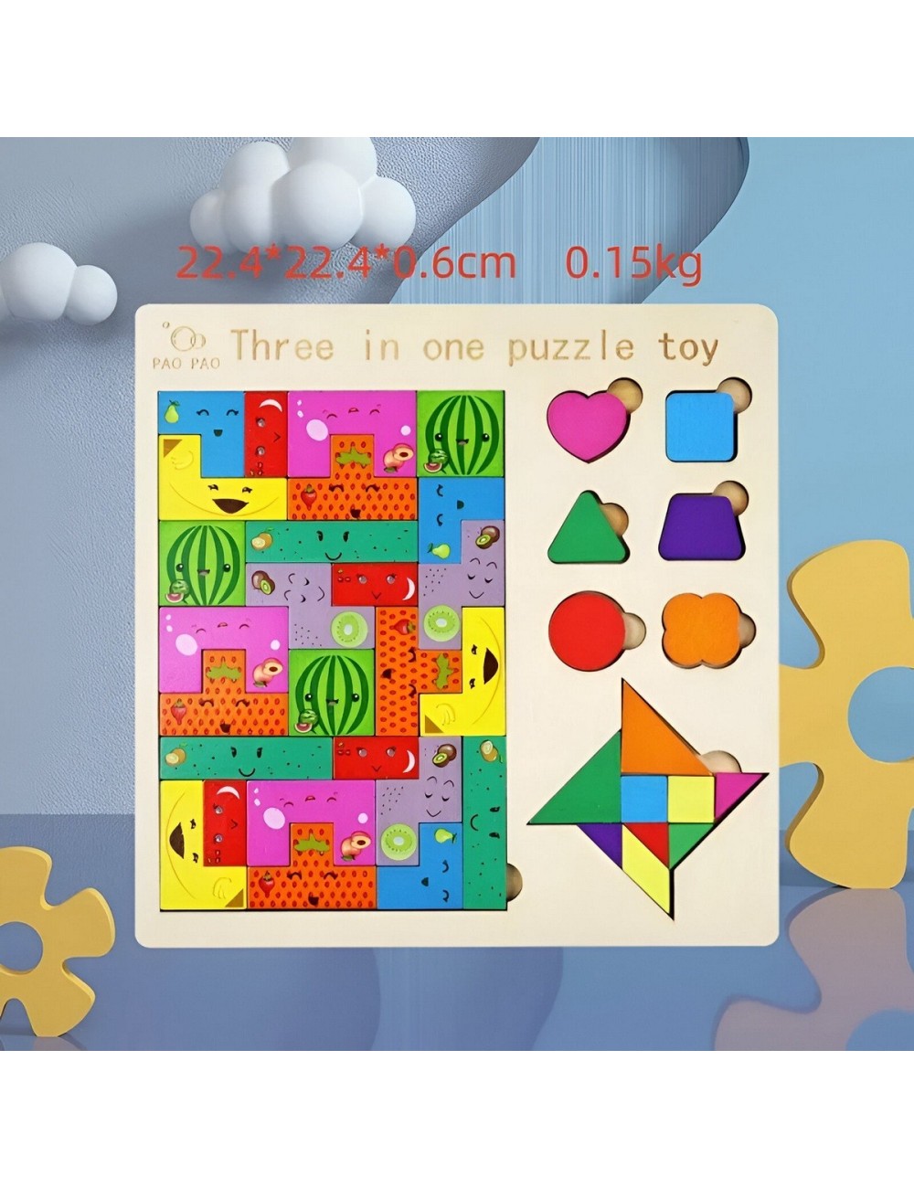 Juego Rompecabes Tablero Encastre Figuras 3 En 1 Puzzle Niño