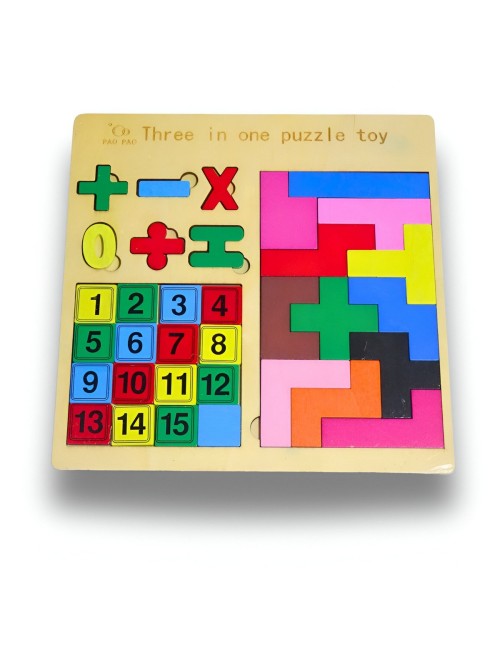 Juego Rompecabes Tablero Encastre Figuras 3 En 1 Puzzle Niño