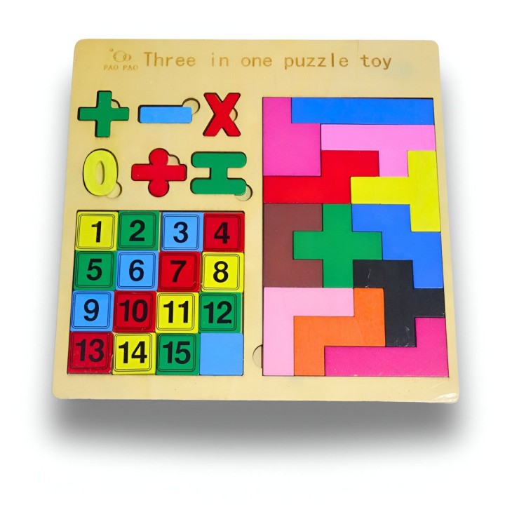 Juego Rompecabes Tablero Encastre Figuras 3 En 1 Puzzle Niño