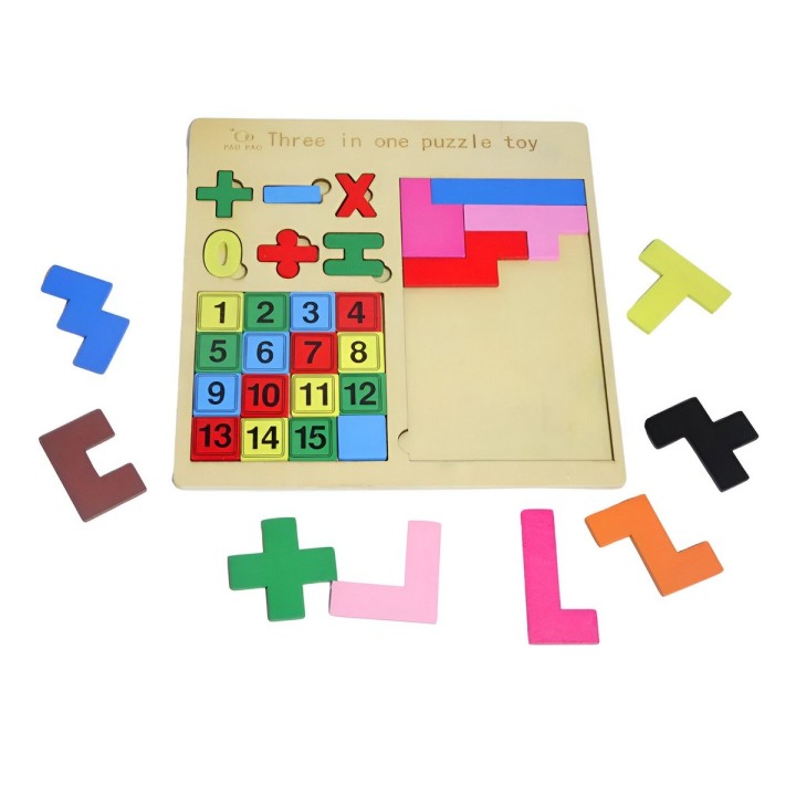 Juego Rompecabes Tablero Encastre Figuras 3 En 1 Puzzle Niño