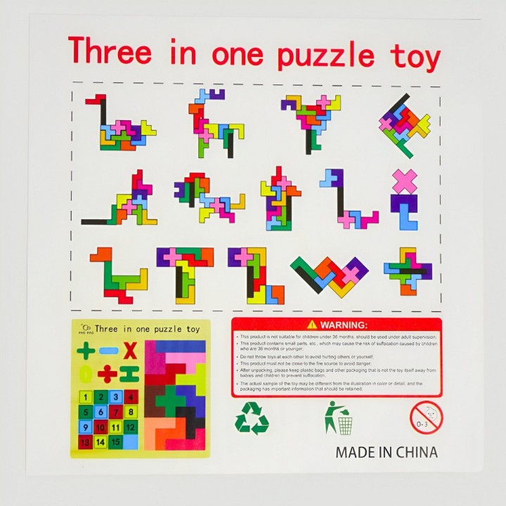 Juego Rompecabes Tablero Encastre Figuras 3 En 1 Puzzle Niño