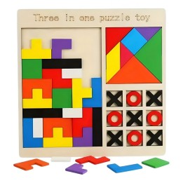 Juego Rompecabes Tablero Encastre Figuras 3 En 1 Puzzle Niño