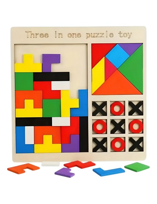 Juego Rompecabes Tablero Encastre Figuras 3 En 1 Puzzle Niño