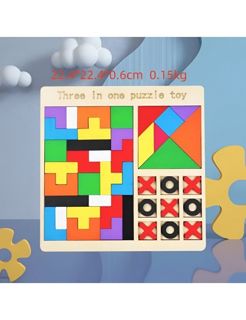 Juego Rompecabes Tablero Encastre Figuras 3 En 1 Puzzle Niño