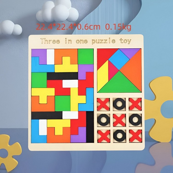 Juego Rompecabes Tablero Encastre Figuras 3 En 1 Puzzle Niño