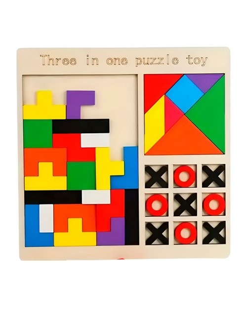 Juego Rompecabes Tablero Encastre Figuras 3 En 1 Puzzle Niño