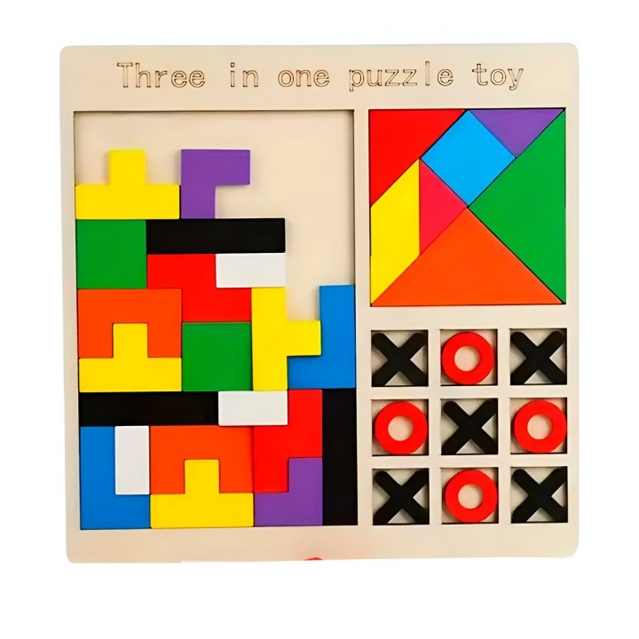 Juego Rompecabes Tablero Encastre Figuras 3 En 1 Puzzle Niño