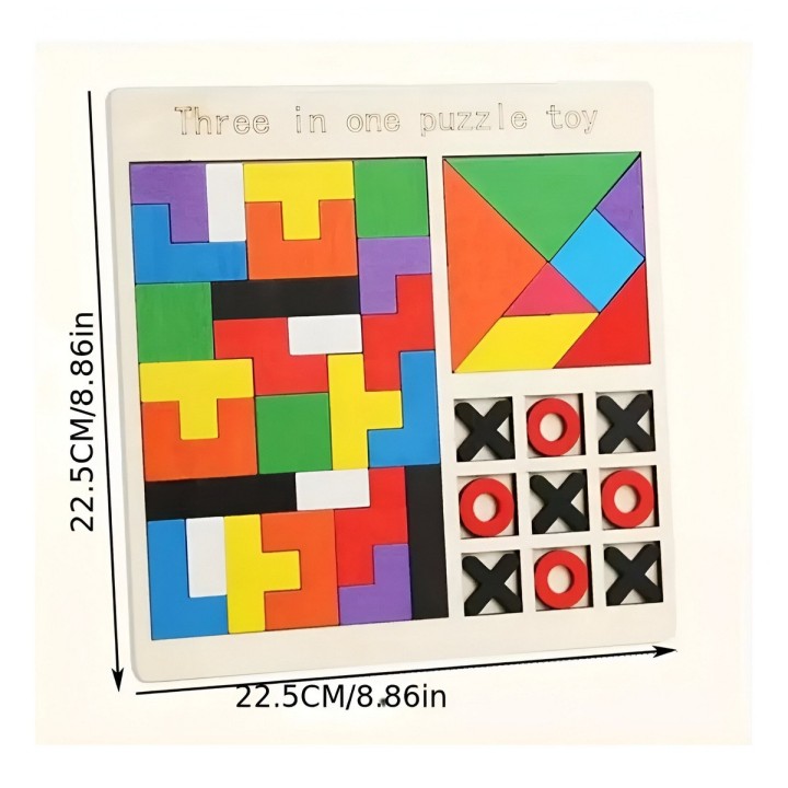 Juego Rompecabes Tablero Encastre Figuras 3 En 1 Puzzle Niño