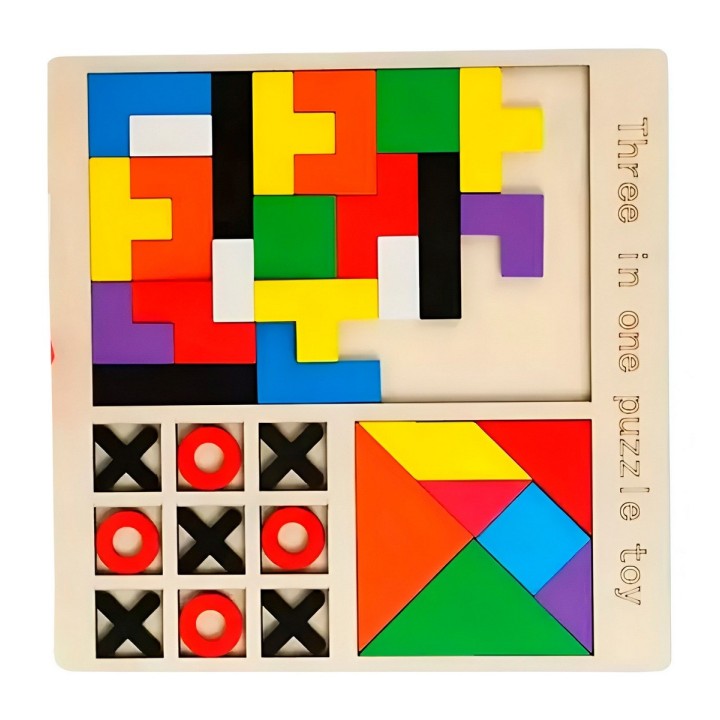 Juego Rompecabes Tablero Encastre Figuras 3 En 1 Puzzle Niño