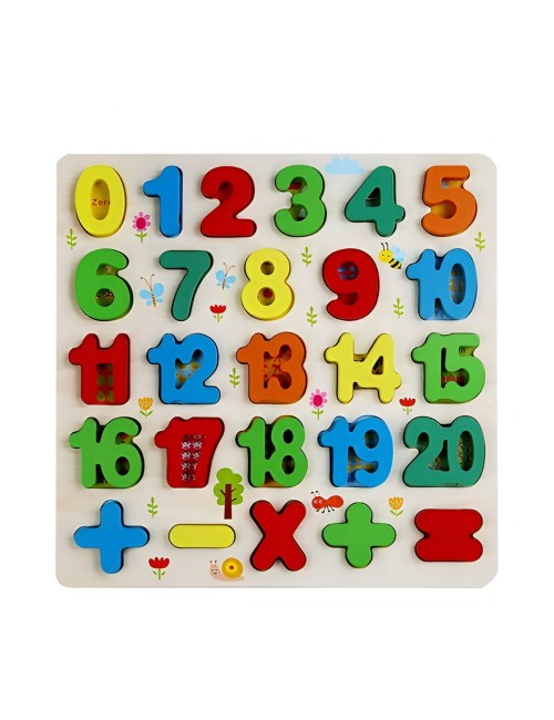 Juego De Madera Encastre Numeros Figuras Multicolor Niños