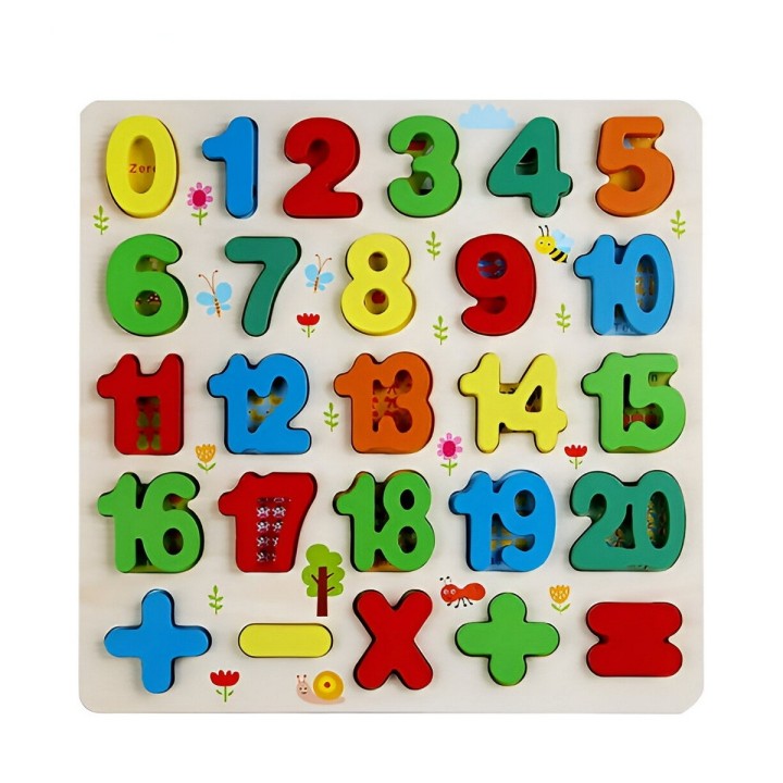 Juego De Madera Encastre Numeros Figuras Multicolor Niños