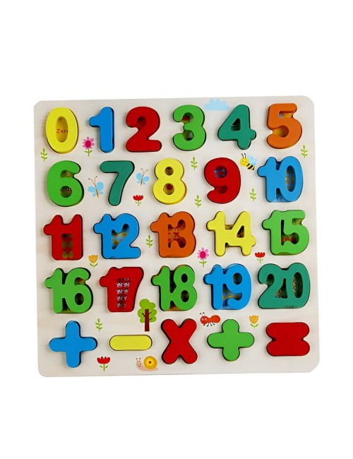 Juego De Madera Encastre Numeros Figuras Multicolor Niños