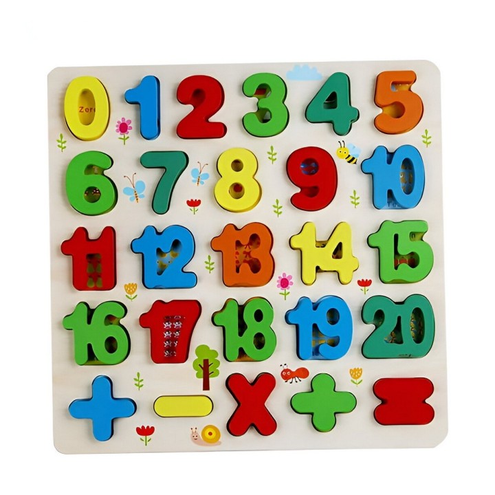 Juego De Madera Encastre Numeros Figuras Multicolor Niños