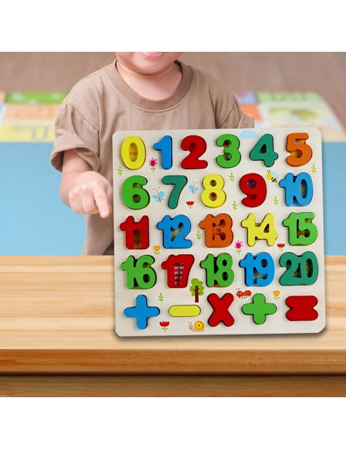 Juego De Madera Encastre Numeros Figuras Multicolor Niños