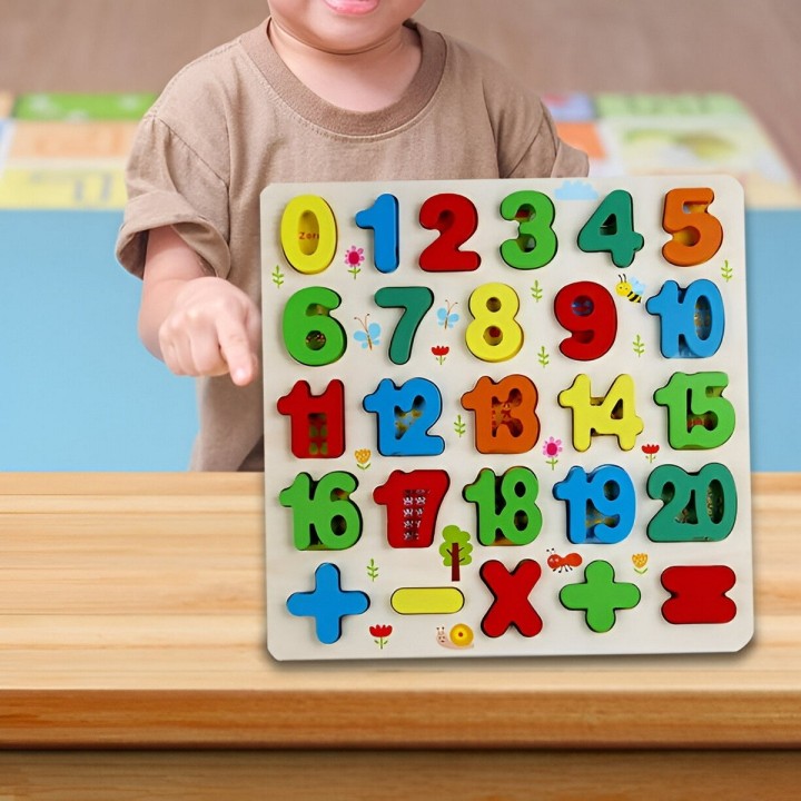 Juego De Madera Encastre Numeros Figuras Multicolor Niños
