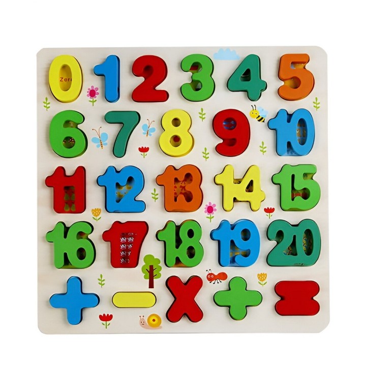 Juego De Madera Encastre Numeros Figuras Multicolor Niños