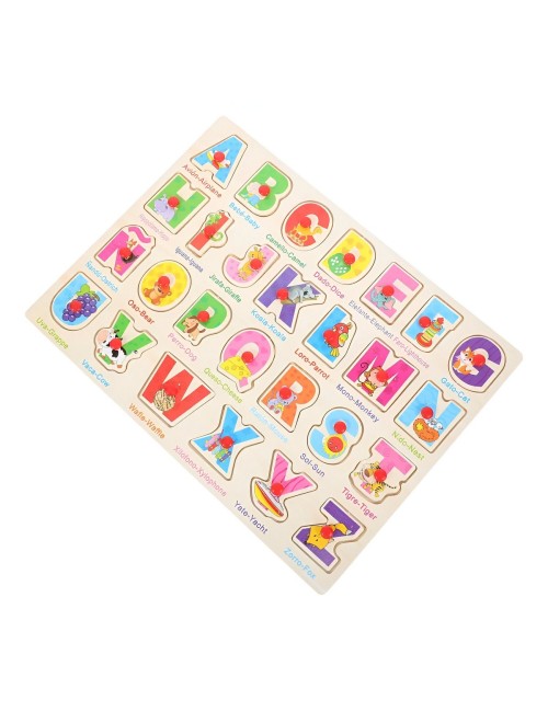 Tablero De Madera De Encastre Figura Lenguaje Multicolor