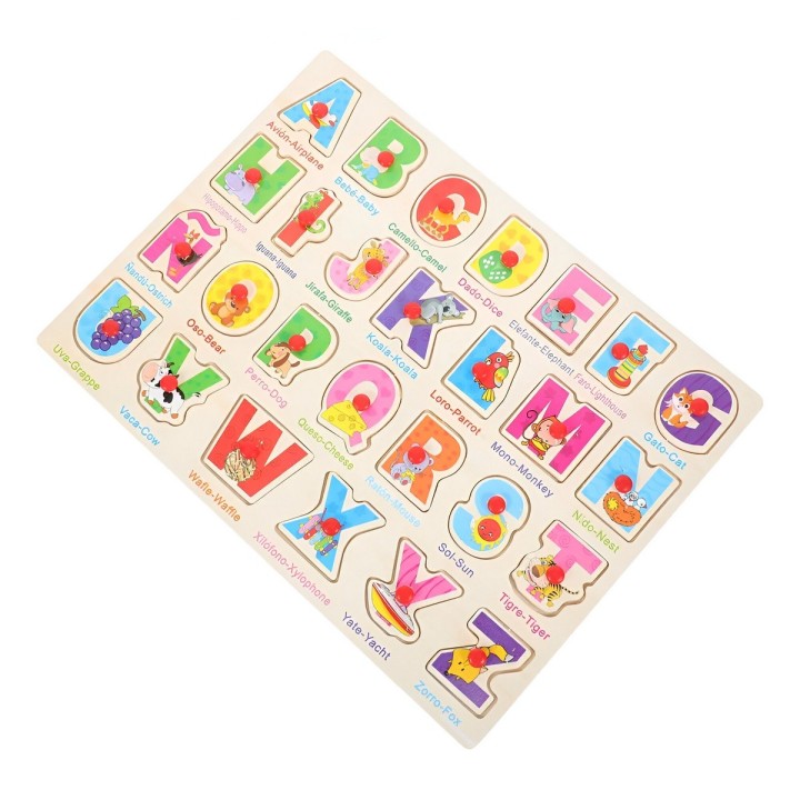 Tablero De Madera De Encastre Figura Lenguaje Multicolor