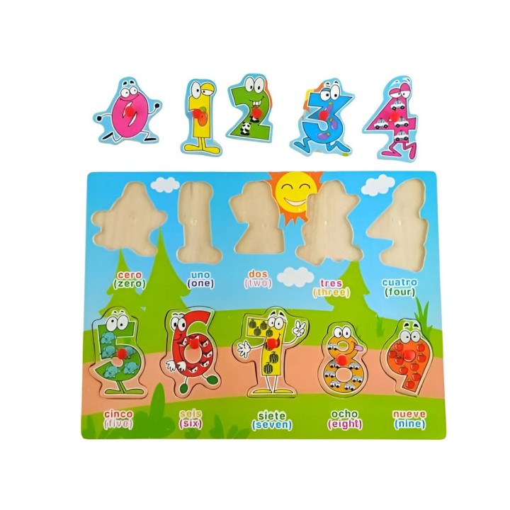 Tablero De Madera De Encastre Figura Lenguaje Multicolor