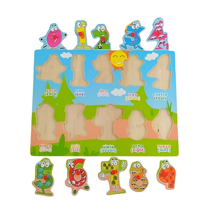 Tablero De Madera De Encastre Figura Lenguaje Multicolor